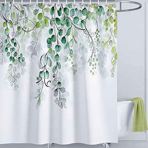 LIVETTY Floral Shower Curtain 180×180cm with 12 Hooks Plant Bathroom Decoration Leaves Shower Curtains Mould Proof Floral Shower Curtain Fabric Bathroom Curtain Washable Quick-Drying