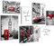 Novart Wandbilder London Paris Städte - KOMPLETT AUFHÄNGFERTIG - Schwarz Rot Wohnzimmer Schlafzimmer - 7 Moderne Mood-Bilder - N024571a