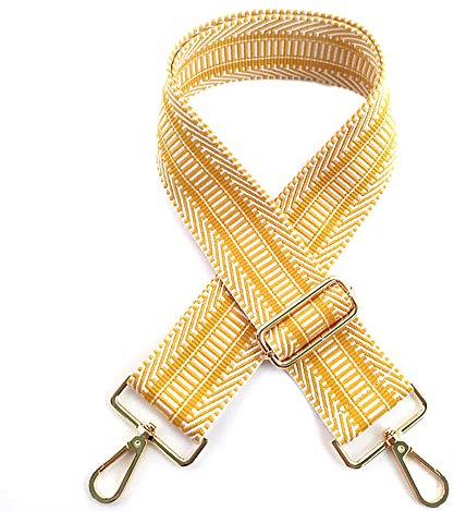 Duories Farbstickerei verdickter breiter Schultergurt,5 cm Breiter Verstellbarer Taschenschultergurt 75-130cm,Schulterriemen mit Karabiner,Taschengurte zum Wechseln,für DIY Zubehör für Tasche,Gelb