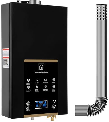 forimo Tankless Propane Water Heater, 3.18 GPM, Indoor, Black