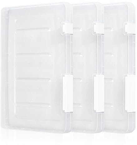 Plastic File Organiser Boxes A5 - Pack of 3 Waterproof Portable Document Organiser for 24×17 cm Paper, Transparent Project Case File Document Storage Organizer for Stationery, School Supplies