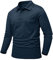 donboho Herren Poloshirt Slim Fit Langarm Polo T-Shirt Lässige Leichte Atmungsaktiv Laufshirt Gym Fitness Oberteil Sport Golfshirt Männer mit Knopfleiste, Marine, L