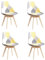 BenyLed - Juego de 4 sillas de comedor escandinavas de lino, de cocina, con patas de haya, color amarillo