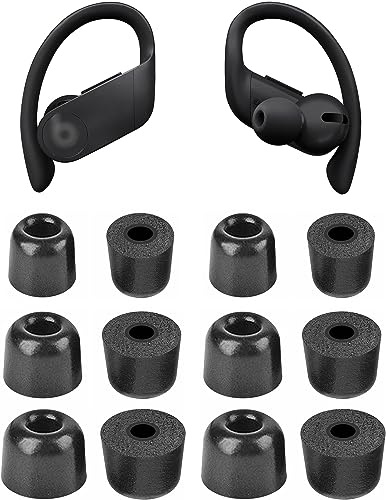 ALXCD Memory Foam Ear Tips for Powerbeats Pro Headphones - 6 Pairs S/M/L 3 Sizes Soft Earbuds Replacement - Compatible With PB Pro - Black