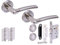 HANDLEZONE® Ursa Door Handles on Rose 3 Lever Lock Pack with 75mm Ball Bearing Hinges and 76mm Lock - Dual Polished/Satin Nickel