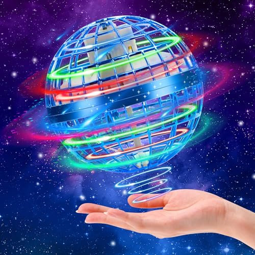 SUPRBIRD Fliegender Ball, Schwebender Ball, Hand Controlled Hover Ball, Magic Spinner Ball, Flying Ball Boomerang Ball Mit Led Licht, Mini Drohne Spielzeug für Kinder Erwachsene Outdoor Indoor (Blau)