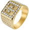 JewelryWe Ring Herren Kreuz Siegelring: Glitzer Strass Kreuz Quadrat Edelstahl Herren-Ring Christliche Religiöse Signet Ringe Männer Band mit Gravur Gold Größe 59