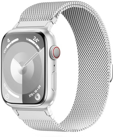 AMSKY Original Milanaise Band Kompatibel mit Apple Watch Armband 40mm 46mm 45mm 44mm 41mm 42mm 38mm 49mm, Edelstahl Mesh Metall mit Magnet für iWatch Armband Se Ultra Series 10 9 8 7 6 5 4 3 2 1