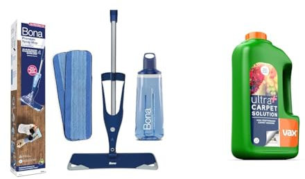 Bona Premium Spray Mops for Floors, Wood, Bona Floor Mops for Cleaning Floors - Incl. 1x Bona Wood & Vax Ultra+ 1.5 Litre Carpet Cleaner Solution | High Performance Carpet Washing - 1-9-137771, Green