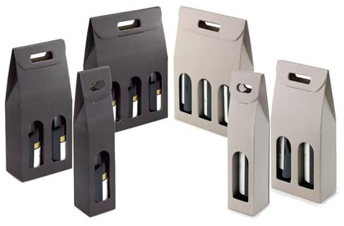 Wine Bottle Carrier Holder Single Double Triple Christmas Birthday Gift Box (Grey - Double, 2 Carriers)