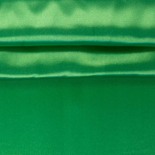 Satin glänzend ab 1m x 1,5m Polyester Stoff 140 g/m² Kostümstoff Modestoff Dekostoff, Farbe:16-6138 grün