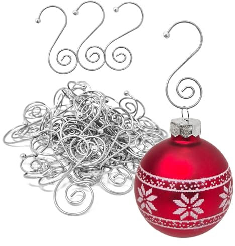 com-four® 50x Kugelaufhänger für Weihnachtsbaumschmuck - Aufhänger für Christbaumkugeln - Perfekt für Weihnachtskugeln