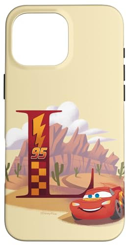 Hülle für iPhone 16 Pro Max Disney & Pixar Alphabet Monogramm Buchstabe L Lightning McQueen