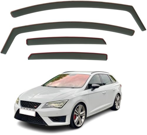Set mit 4 Windabweisern, kompatibel mit Seat Leon 5-Türer Kombi MK3 2013 2014 2015 2016 2017 2018 2019 2020 Modelle.