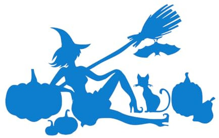 Halloween The Witches on Their Brooms wall Decal Halloween Wizard Bat Wall Sticker Room Decoration Vinyl Window Stickers Large - 54x84cm