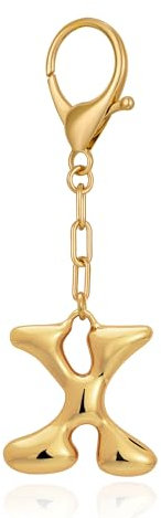 WOWORAMA Porte-clés en forme de lettre initiale pour femme - Grosses bulles dorées - Breloque de sac à main - Accessoires personnalisés, One Size, Alliage