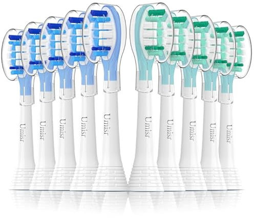 Umisr Ersatz-Zahnbürstenköpfe kompatibel mit Philips Sonicare Elektrische Zahnbürsten, Ersatzbürstenkopf für Phillips Ersatzköpfe, 2-in-1 effektive Reinigung & Aufhellung, 10 Stück