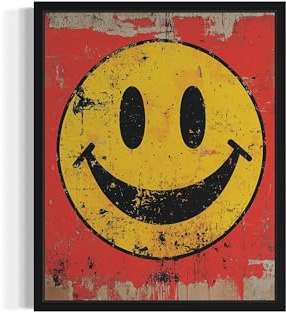 Smiley-Gesicht, Pop-Art-Posterdruck, Vintage-Retro-Wandkunst, Dekor, Gemälde, klassisches Kunstwerk für Schlafzimmer, Wohnzimmer, Dekorationen, 43 (Smiley-Gesicht, 40,6 x 50,8 cm, ungerahmt)