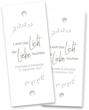 PuK Wunderkerzenschilder Hochzeitsfeier | Hochzeitsdeko Anhänger für Wunderkerzen Knicklichter | Hochzeit Dekoration | Etiketten Wunderkerzen Hochzeit Feier Party (03, Personalisiert)