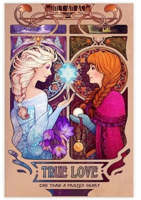 fsgfod Anna & Elsa Poster auf Leinwand, Wandkunst, Dekordruck, Bild Gemälde für Wohnzimmer, Schlafzimmer, Dekoration, 20 x 30 cm