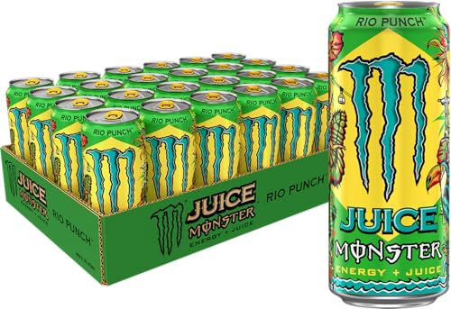 Monster Energy Juice Rio Punch, Bevanda Energetica, Confezione da 24 Lattine da 500ml