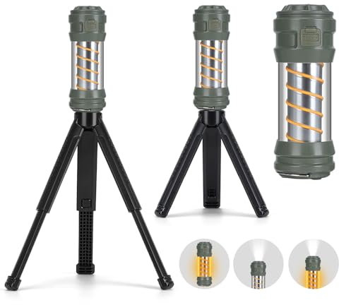 Fizzyo Camping Light Rechargeable with Telescopic Stand, Detachable Tripod LED Camping Lantern with 5 Light Modes, Waterproof Protable Outdoor Tent Light Emergency Flashlight for Camp, Hiking, Fishing