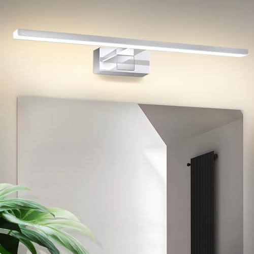 Laittiin LED Spiegelleuchte Bad Spiegellampe 60CM Badlampe Wand 12W | Wandlampe Badezimmer IP44 Spiegelschrank Beleuchtung Chrom Modern Neutralweiß 4000K Wandleuchte über spiegel Küche Badschrank