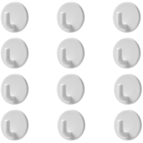 ZSUIQIN 12 Piezas Ganchos De Pared Autoadhesivos, Para el Baño, La Cocina | ABS, Resistente y Duradero, Superficie Lisa, Gran Capacidad de Carga, Apto Para Llaves, Ropa y Toallas (Blancas)