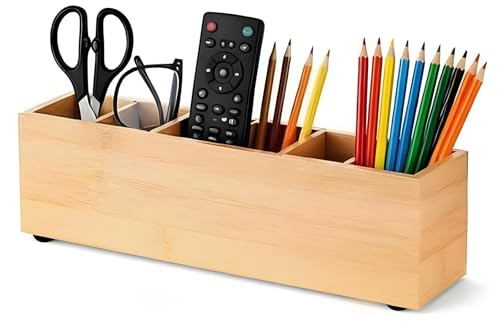 LCFVOFU Stiftehalter Holz, 6 Fächer Quadrat Stiftehalter, Stifte Organizer, Holz-Aufbewahrungsbox für Stifte, Lineale, Makeup-Pinsel, Schmuck, Werkzeuge