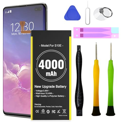 Akku für Samsung Galaxy S10E, 4000 mAh Neuer, verbesserter Ersatzakku mit hoher Kapazität (0 Zyklen) für Galaxy S10E, G970F, EB-BG970AB, inklusive professionellem Werkzeug