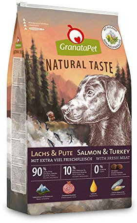 GranataPet Natural Taste Lachs & Pute, Trockenfutter für Hunde, Hundefutter ohne Getreide & ohne Zuckerzusätze, Alleinfuttermittel für ausgewachsene Hunde, 4 kg
