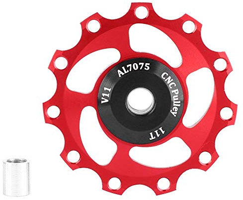 VGEBY1 Fahrrad Umwerfer Riemenscheibe, Fahrrad Hinteres Führungsrad Leichte 11T Bremsscheiben(Rot)