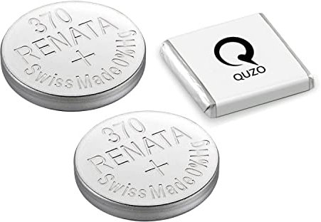 Bundle of 2 x Renata 370 Watch Battery 1.55v SR920W + Quzo Belgian Chocolate - Official Renata Watch Batteries
