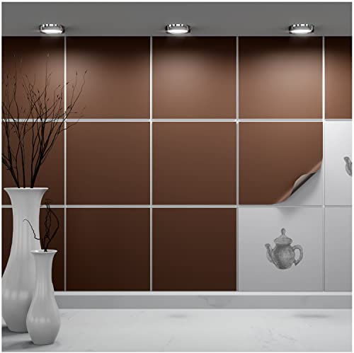 FoLIESEN - Adhesivo decorativo para azulejos (20 x 20 cm. 6 unidades). color marrón turrón mate