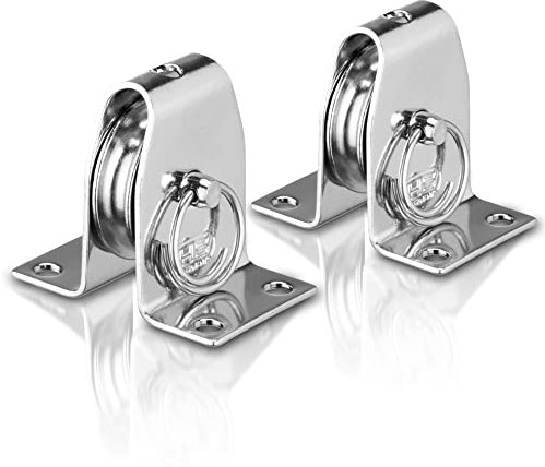 Sprenger Umlenkrolle Set I Stehblock aus Edelstahl, für max. 4 mm Drahtseil I Seilrolle zum Anschrauben mit Befestigungslöcher, Umlenkblock stehend, 250 kg belastbar (2)
