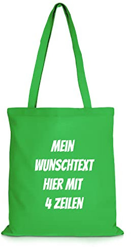 GERLINOVA Jutebeutel bedrucken mit Wunschtext, Stoffbeutel mit langen Henkeln, 100% Baumwolle