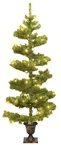 vidaXL Árbol de Navidad en Espiral con Maceta y LED Sala Iluminación Salón Casa Adorno Navideño Fiesta Decoración Festival PVC Verde 120 cm