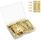 VIPMOON 17 x 29 mm Mini Charnière Modelisme, 30pcs Petit Charniere Invisible Durable et Robuste Charniere Porte Inox pour Boîte Coffre à Bijoux Cabinet DIY Accessoires avec 150 Vis -Or