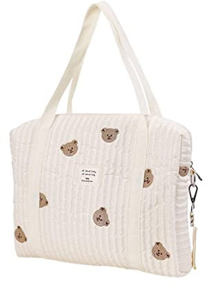 Moxeupon Wickeltasche für Kinderwagen - Große Kapazität Neugeborene Windeltasche, Stilvolle Baumwolle Reise-Tasche für Baby, Windeln, Tücher Und Spielzeug