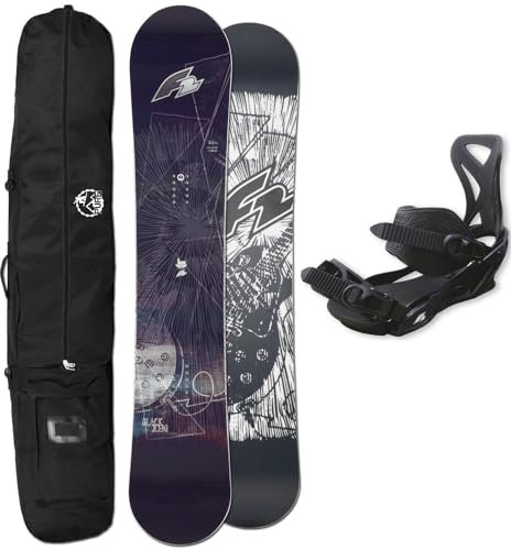 F2 Herren Snowboard BLACKDECK 162 cm Wide + F2 Sonic BINDUNG GR. L + Bag