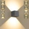 SANSHI LED Wandleuchte Innen/Aussen,12W Außen Lampe,IP65 Wasserdichte Wandlampe,3000K Warmweiß Aussenlampe,Modern Aussenleuchte,Garten Außenleuchte mit Up Down Einstellbar Abstrahlwinkel,Dunkelgrau