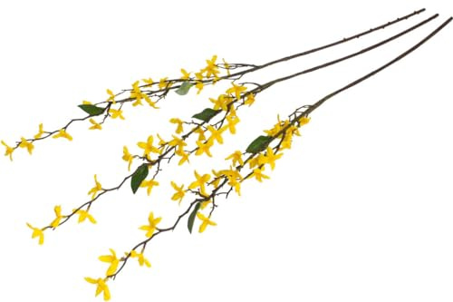 künstlicher Frühlingszweig mit Blüten (Forsythie) Farbe gelb (3 Stück)