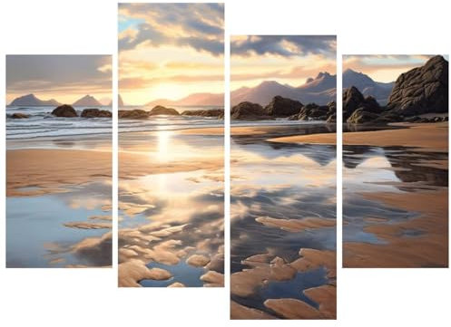 4 Stück Diamond Painting Strand Diamant Painting Bilder Erwachsene Vollbohrer Landschaft Diamant Malerei Kits Malen nach Zahlen Diamant Anfänger Ideale Geschenke und Hauswanddekorationen 280x187cm A-3