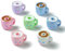 Ipotkitt 30 Pcs Colorful Opaque Acrylic Coffee Cup Beads Drink Tea Milk Mug Beads Cartoon Cute Cup Shaped Beads for Jewellery Making DIY Crafts Supplies