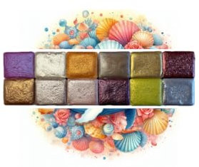 Lot de 12 couleurs aquarelle peinture pailleté brillante métallisé artisanale demi godet Set kit MER DU SUD