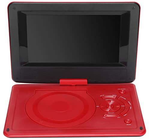 MENDUNER Tragbarer HD Kinder DVD Player, Tragbarer Auto TV Player mit Fernbedienung und Griff, Rot, 85 Zoll LCD, DVD, PAL/NTSC/SECAM Vollsystem TV, Spiele und UKW Radio