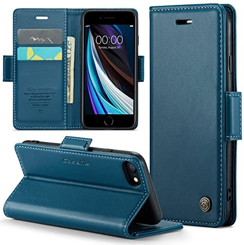 Phernykas Cover for iPhone SE 2020/2022 & iPhone 8/7/6 Wallet Case with Card Holder, Kickstand RFID Blocking Magnetic Closure Shockproof Protective PU Leather for iPhone SE2 Flip Case Wallet - Blue