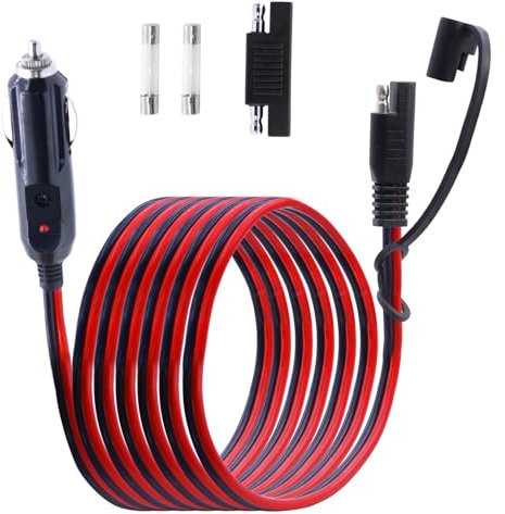 LANMINGLEL SAE auf Auto Zigarettenanzünder Kabel,16AWG 12V Zigarettenanzünder Stecker zu SAE Schnellwechsel Adapter Verlängerungskabel mit LED-Licht,für Autos, Motorrad,Solarbatterie 10FT