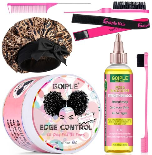 Edge Control Wax für Frauen, starker Halt, Haargel, Haargel für schwarzes Haar – Haaröl mit Rose & Rizinus für das Haarwachstum, kräftigendes Haaröl