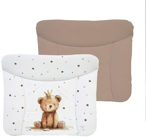 Ceba Baby® weiche Wickelauflage 75x72 cm - Doppelseitige Baby Wickelunterlage - Wickeltischauflage für Junge und Mädchen - Wasserdicht, abwaschbar - OEKO-TEX - Made in EU - Prinz Bär